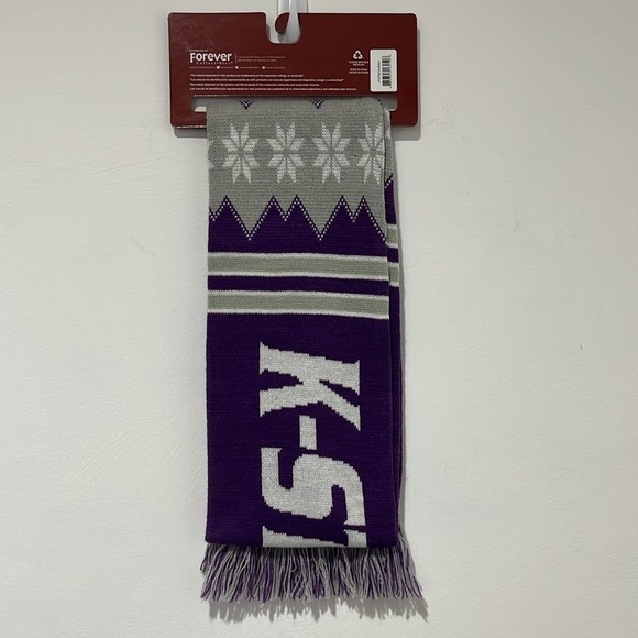 K State Wildcats Scarf Forever Collectibles Purple Gray Knit Winter Sweater - Picture 10 of 12